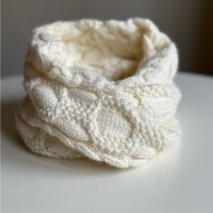 Scarf Cozy Knit Infinity Neck Warmer Cream Beige Ivory Wool One Size